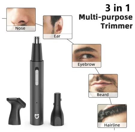 Xiaomi Mijia 3-in-1 Electric Hair Trimmer: Nose, Ear, and Beard Shaver for Men, Rechargeable and Painless