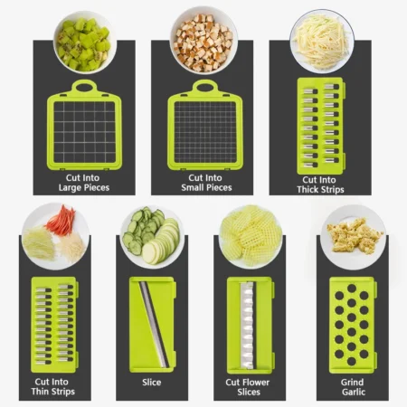 Multifunctional Kitchen Vegetable Chopper: Onion Slicer, Dicer, and Grater with Handle