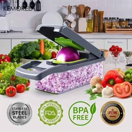 Multifunctional Kitchen Vegetable Chopper: Onion Slicer, Dicer, and Grater with Handle